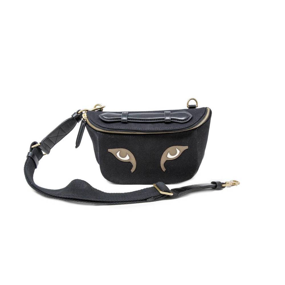 Black Crossbody Belt Bag with Eye Detail
